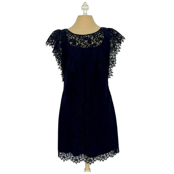 Phoebe Couture black Lace Dress SZ 4 Cap Sleeve. - Picture 3 of 11